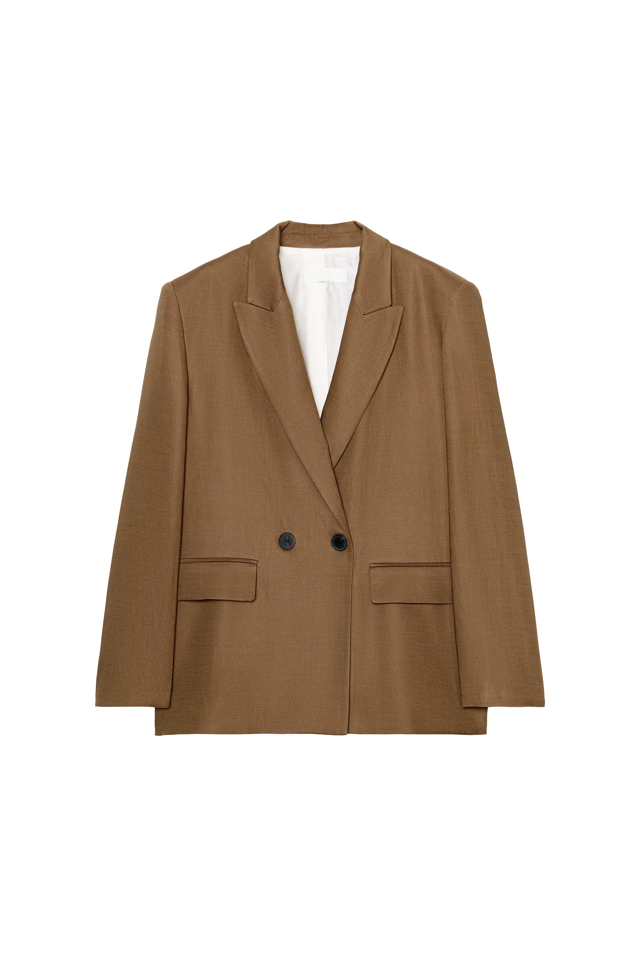 LINEN DOUBLE BREASTED BLAZER WITH ROLLED-UP SLEEVES
